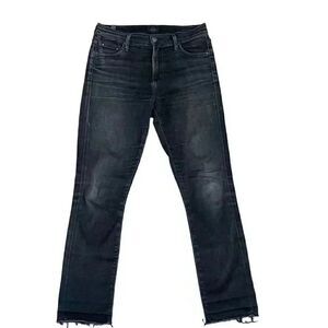 Citizens of Humanity Rocket Crop High Rise Skinny Black Denim Jeans SZ 25 # 1040